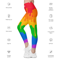 Thumbnail for Pride Flag Drip LGBTQ Pockets Leggings Women's Size SHAVA