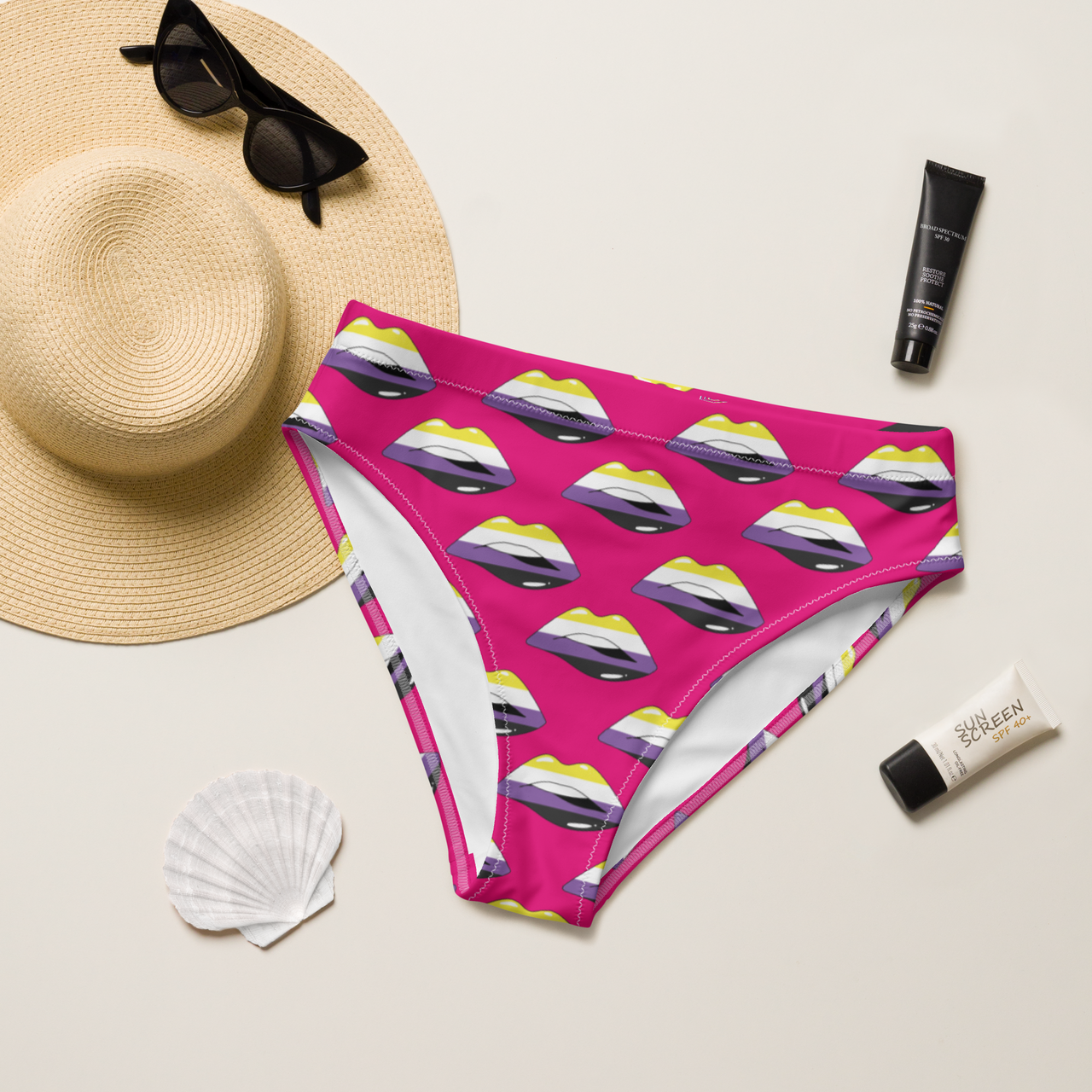 Non-Binary Flag LGBTQ Kisses Underwear for They/Them Him/Her - Pink SHAVA