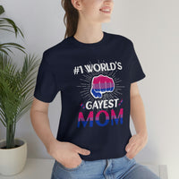 Thumbnail for Bisexual Pride Flag Mother's Day Unisex Short Sleeve Tee - #1 World's Gayest Mom SHAVA CO