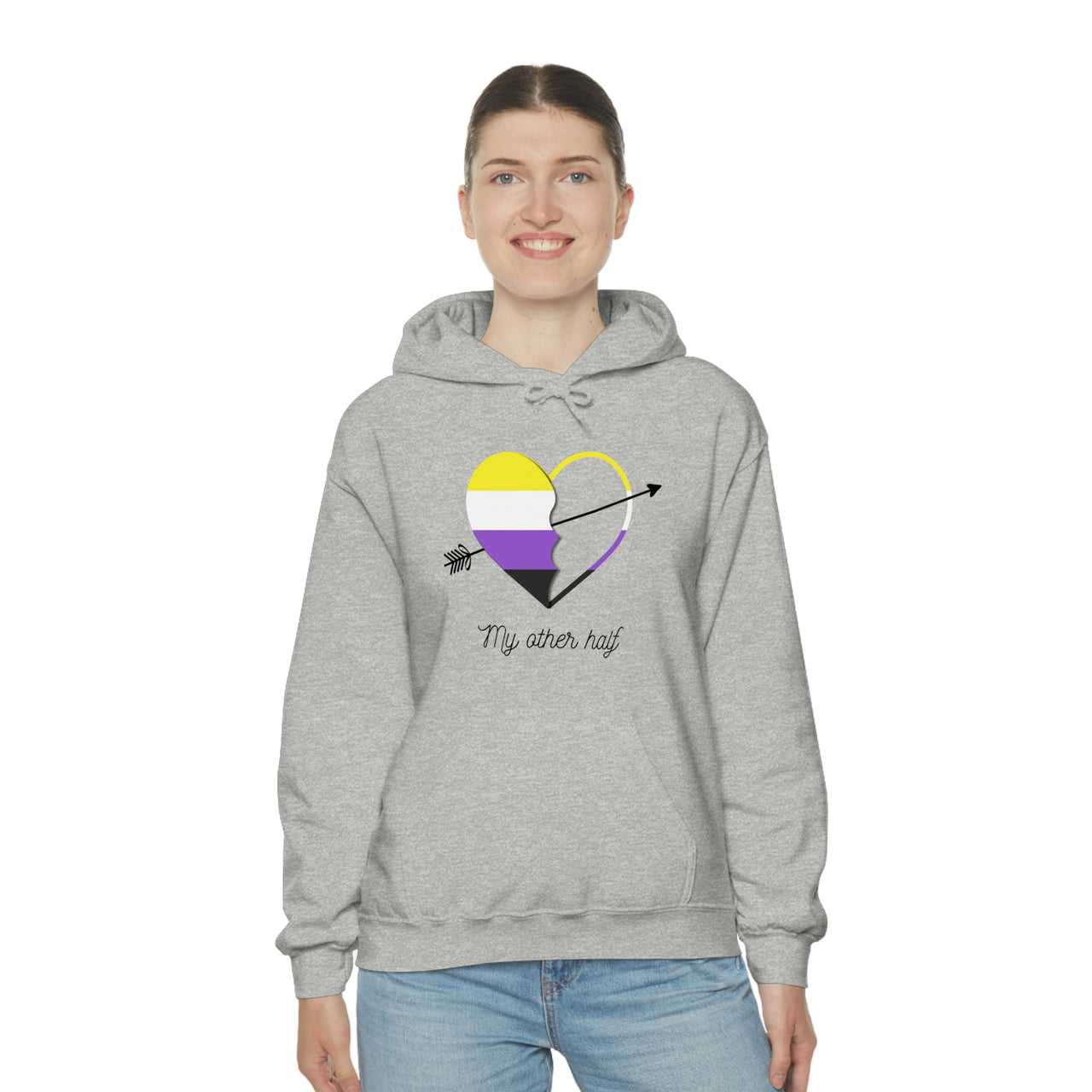 Nonbinary Flag LGBTQ Affirmation Hoodie Unisex Size - The Other Half Printify