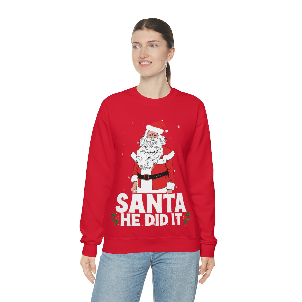 Merry Christmas Unisex Sweatshirts , Sweatshirt , Women Sweatshirt , Men Sweatshirt ,Crewneck Sweatshirt, SANTA HE DID IT Printify