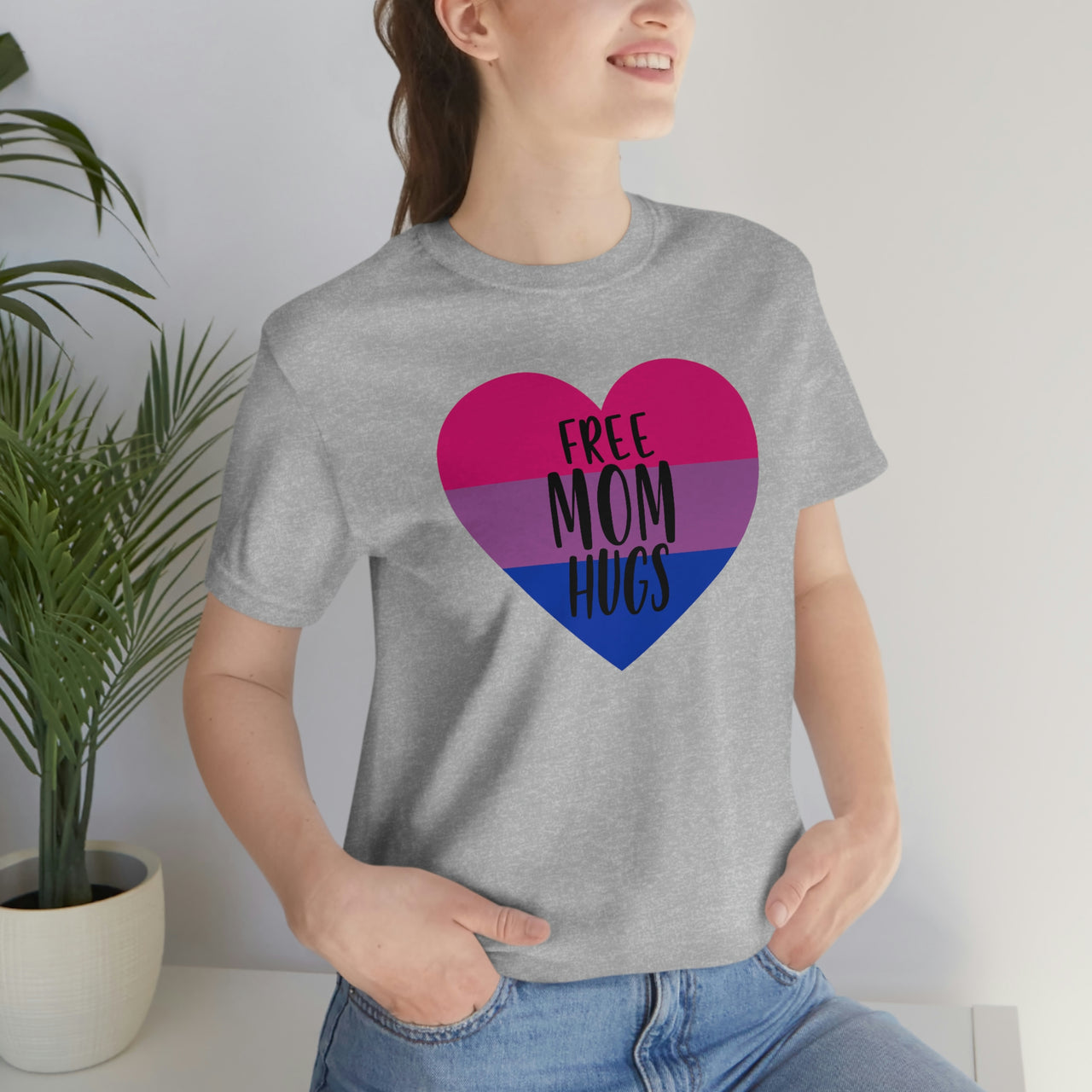 Bisexual Pride Flag Mother's Day Unisex Short Sleeve Tee - Free Mom Hugs SHAVA CO