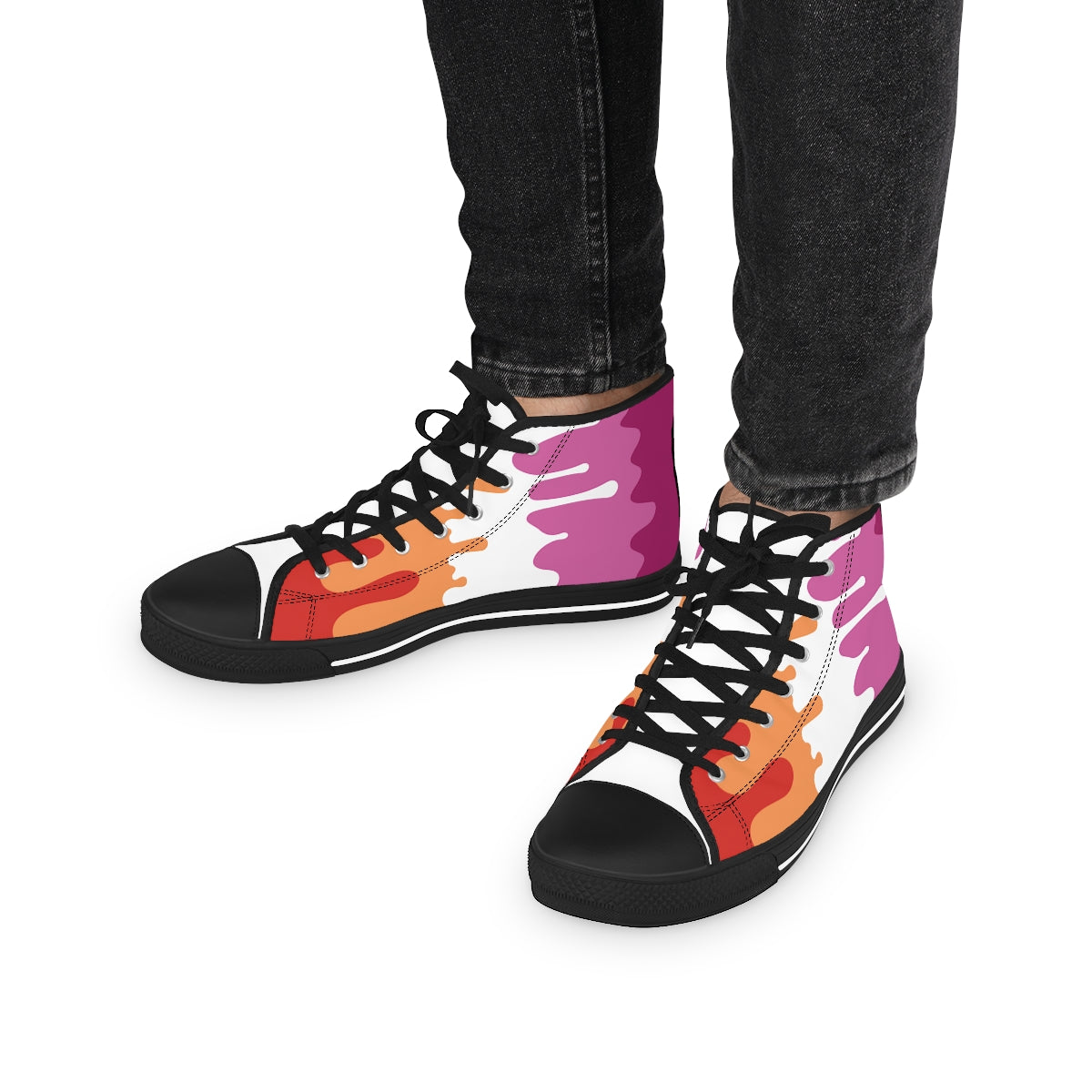Lesbian Drip Rainbow Flag LGBTQ High Top Sneakers Unisex Size Printify