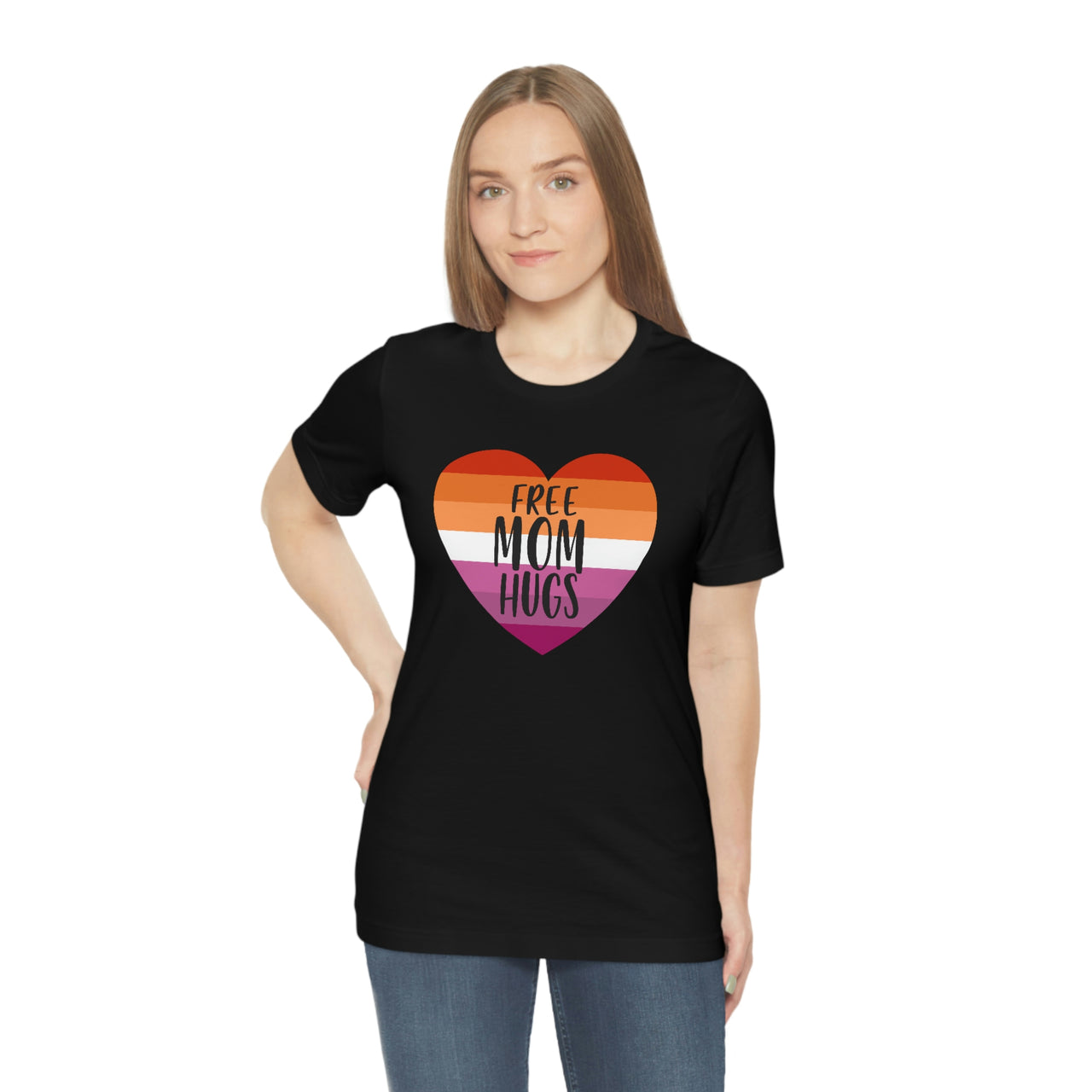 Lesbian Pride Flag Mother's Day Unisex Short Sleeve Tee - Free Mom Hugs SHAVA CO