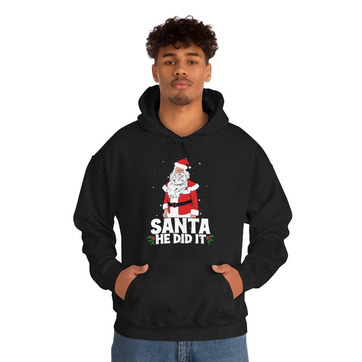 Merry Christmas Hoodie Unisex Custom Hoodie , Hooded Sweatshirt , SANTA HE DID IT Printify