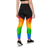 Thumbnail for Pride Flag LGBTQ Sports Drip Leggings Women’s Size SHAVA