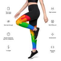 Thumbnail for Pride Flag LGBTQ Sports Drip Leggings Women’s Size SHAVA