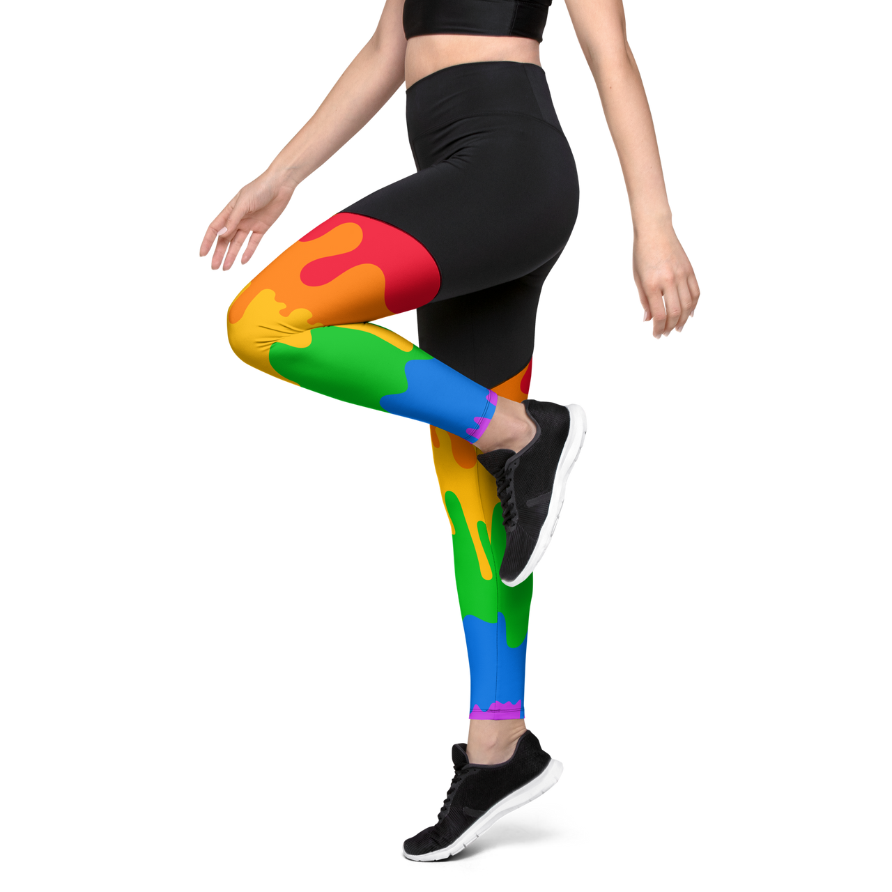 Pride Flag LGBTQ Sports Drip Leggings Women’s Size SHAVA