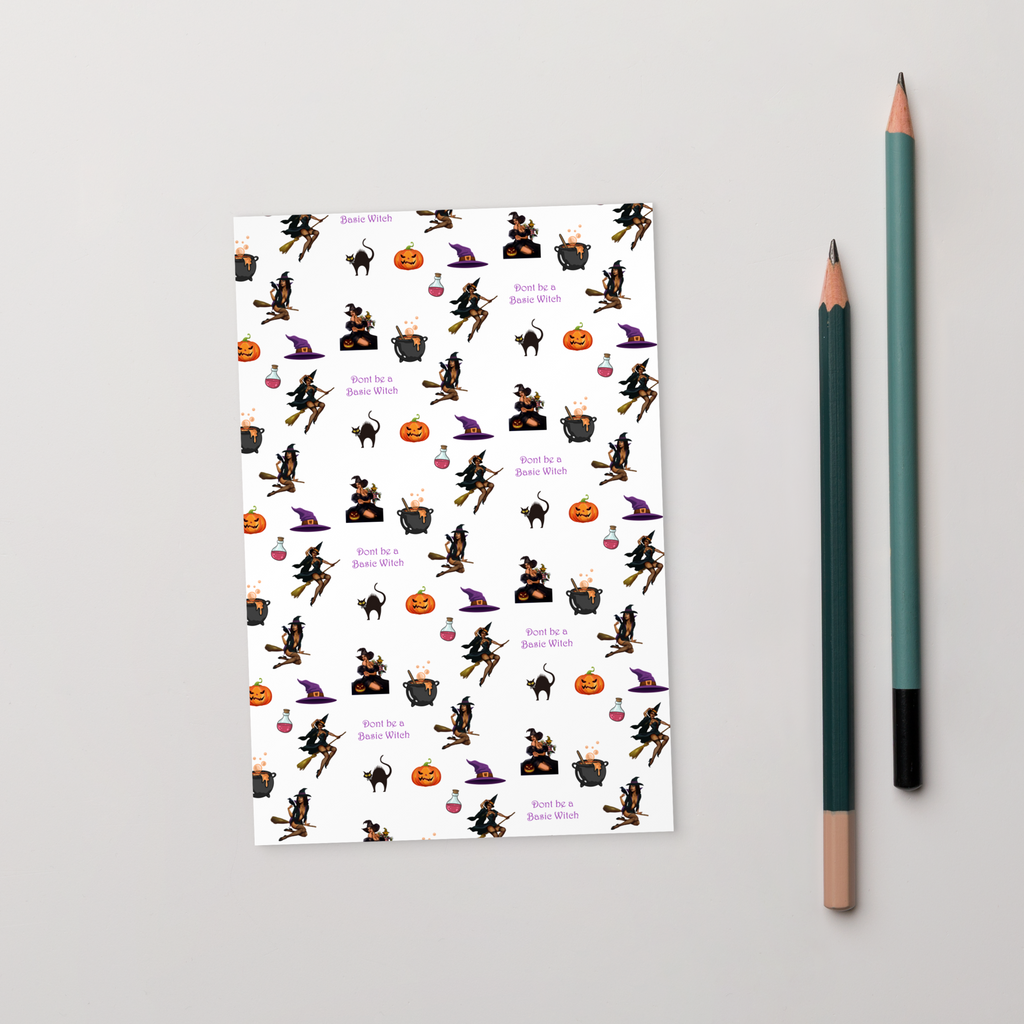Halloween Standard Postcard, Halloween All Over Print Standard Postcard/Don't be a Basic Witch SHAVA