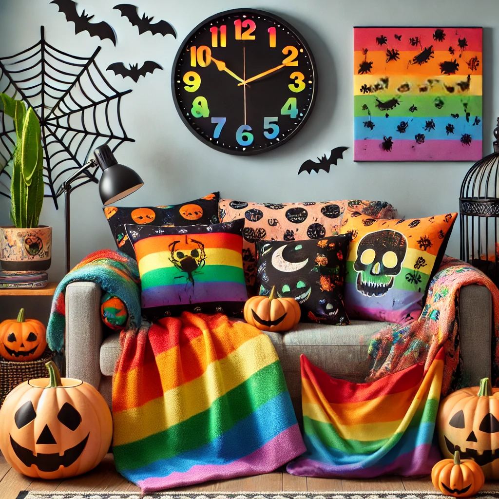Transform Your Space with Pride Halloween Decor: Blankets, Pillows, and Wall Clocks