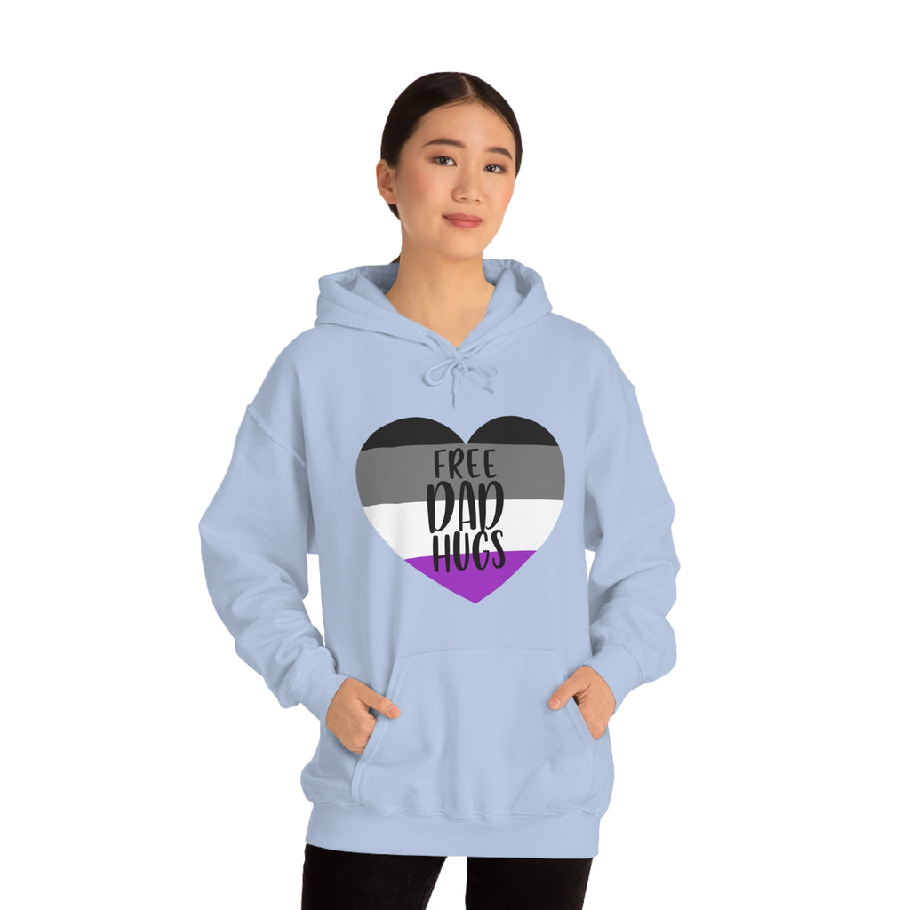 SHAVA CO Asexual Flag, Unisex Heavy Blend™ Hooded Sweatshirt - Free Dad Hugs Printify