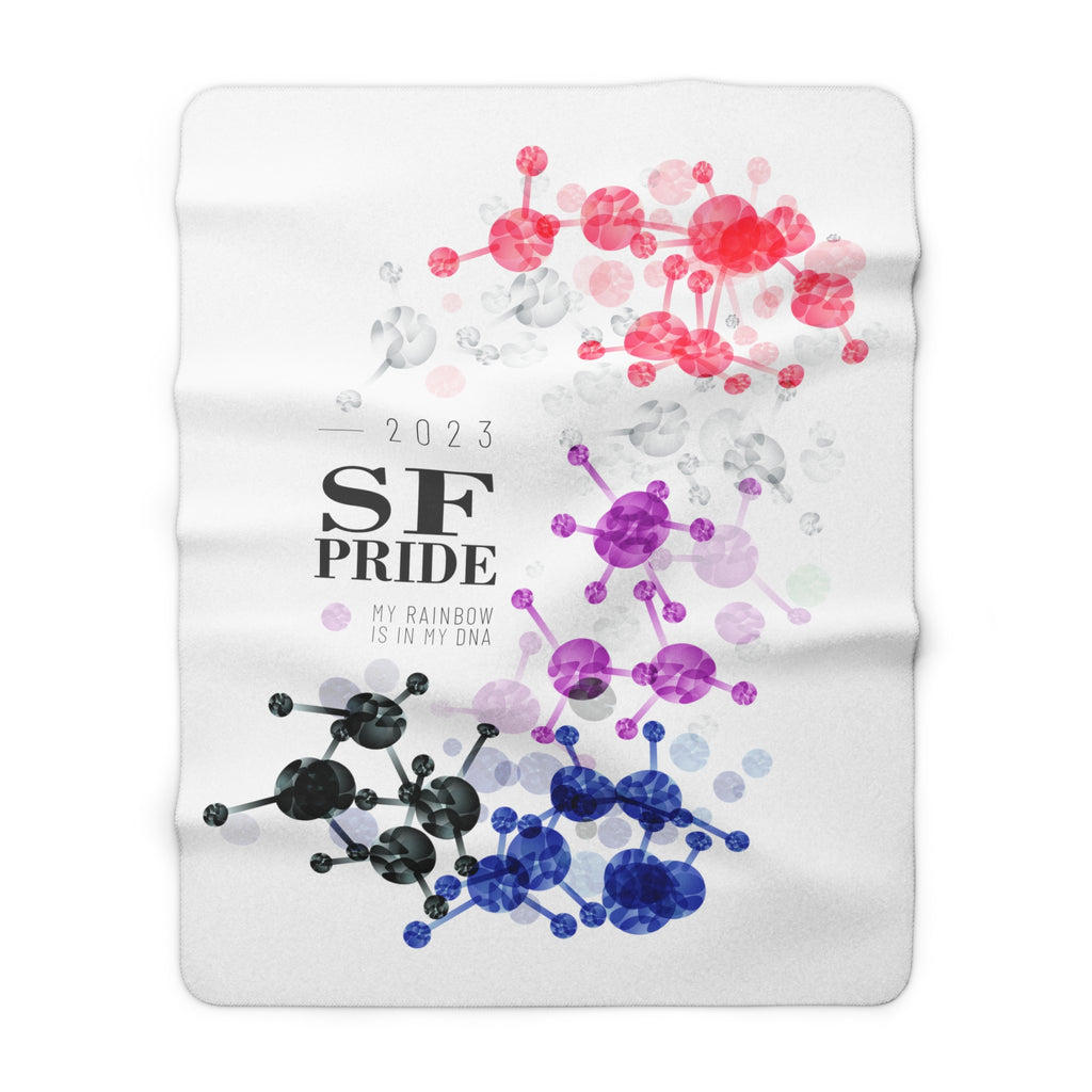 SHAVA CO Genderfluid Flag 2023 Pride, San Francisco Sherpa Fleece Blanket - My Rainbow Is In My DNA Printify