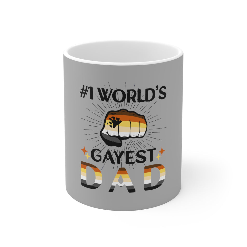 Bear Pride Flag Ceramic Mug - #1 World's Gayest Dad Printify