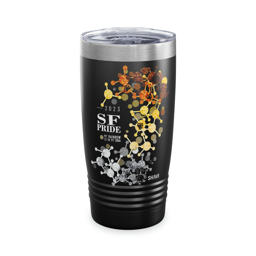 SHAVA CO Bear Flag 2023 Pride, San Francisco Ringneck Tumbler 20oz - My Rainbow Is In My DNA Printify