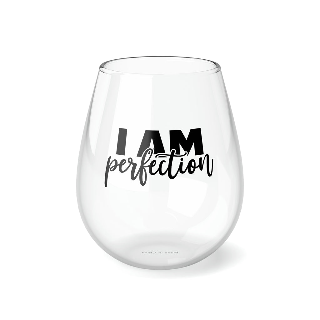 Christmas Stemless Wine Glass, I am Perfection Printify