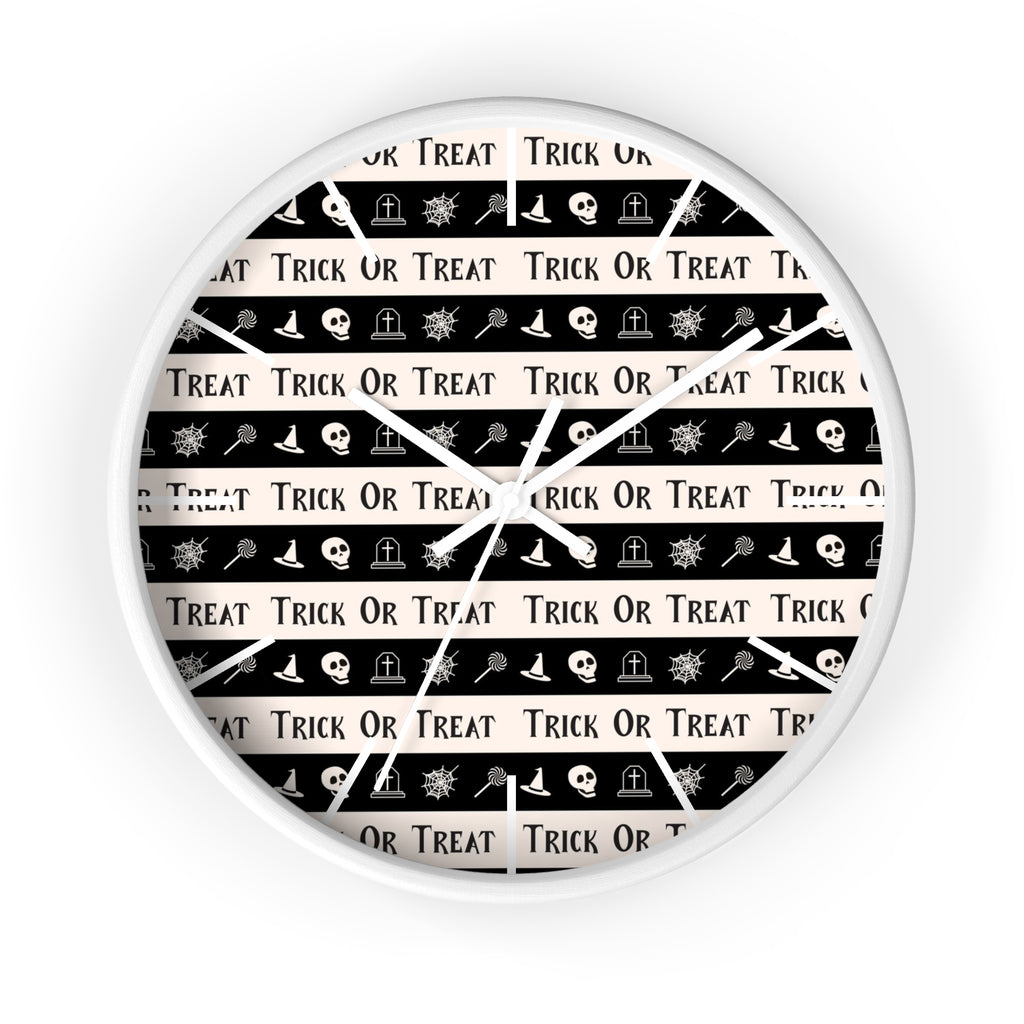 Halloween Wall Clock - Trick or Treat Pattern Printify