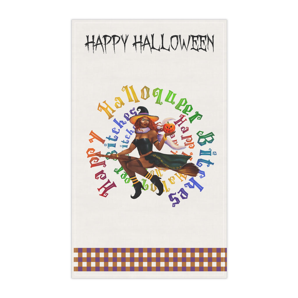 Halloween Kitchen Towel - Happy Halloween - Happy HalloQueer Black Bitches Printify