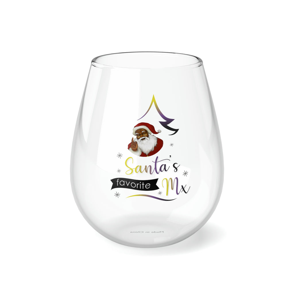 Christmas LGBTQ Stemless Wine Glass, Santa's Favorite Mx Printify