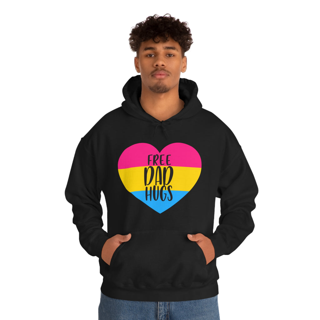 SHAVA CO Pansexual Flag, Unisex Heavy Blend™ Hooded Sweatshirt - Free Dad Hugs Printify