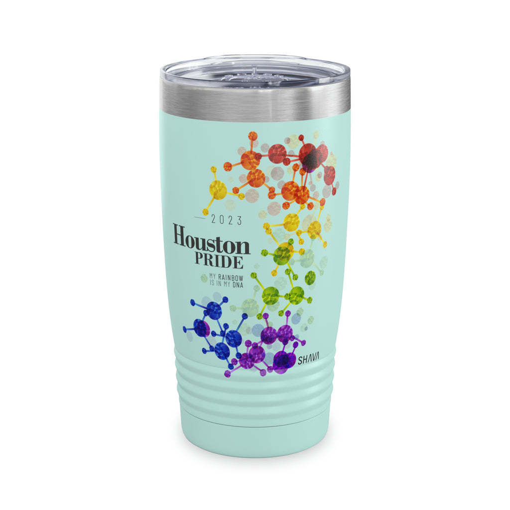 SHAVA CO Rainbow Flag 2023 Pride, Houston Ringneck Tumbler 20oz - My Rainbow Is In My DNA Printify