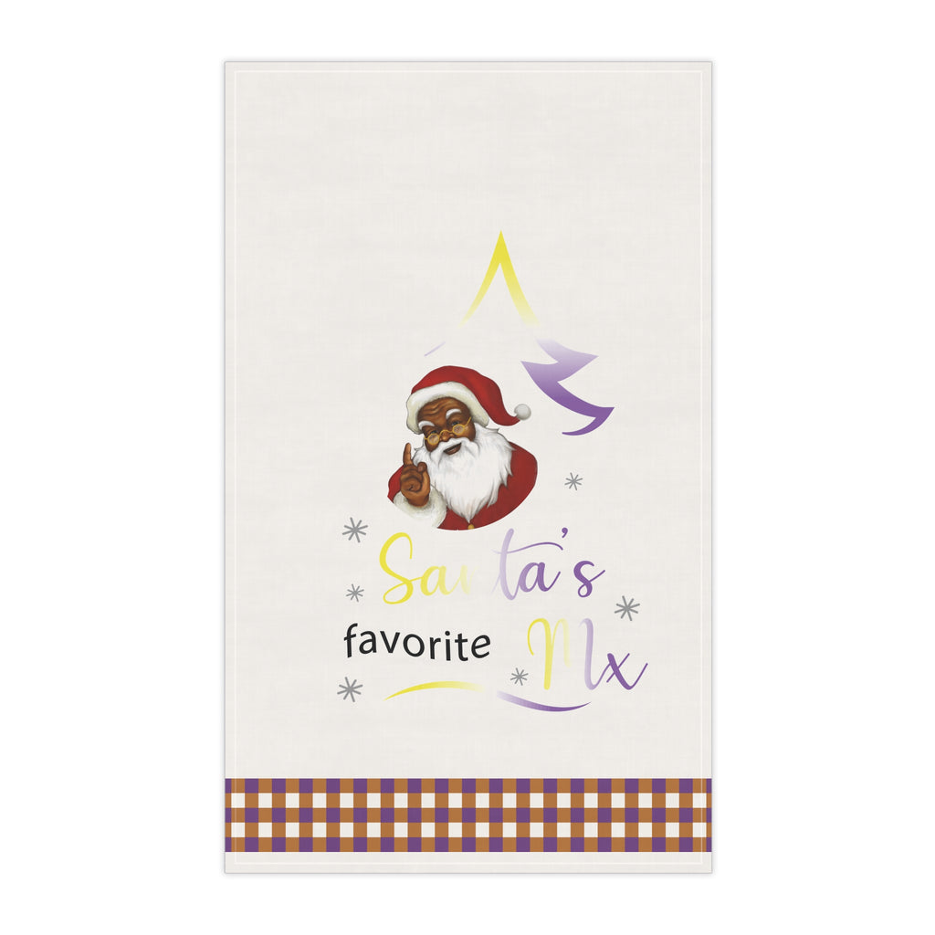 Christmas LGBTQ  Kitchen Towel - Nonbinary Santa's Favorite Mx Printify