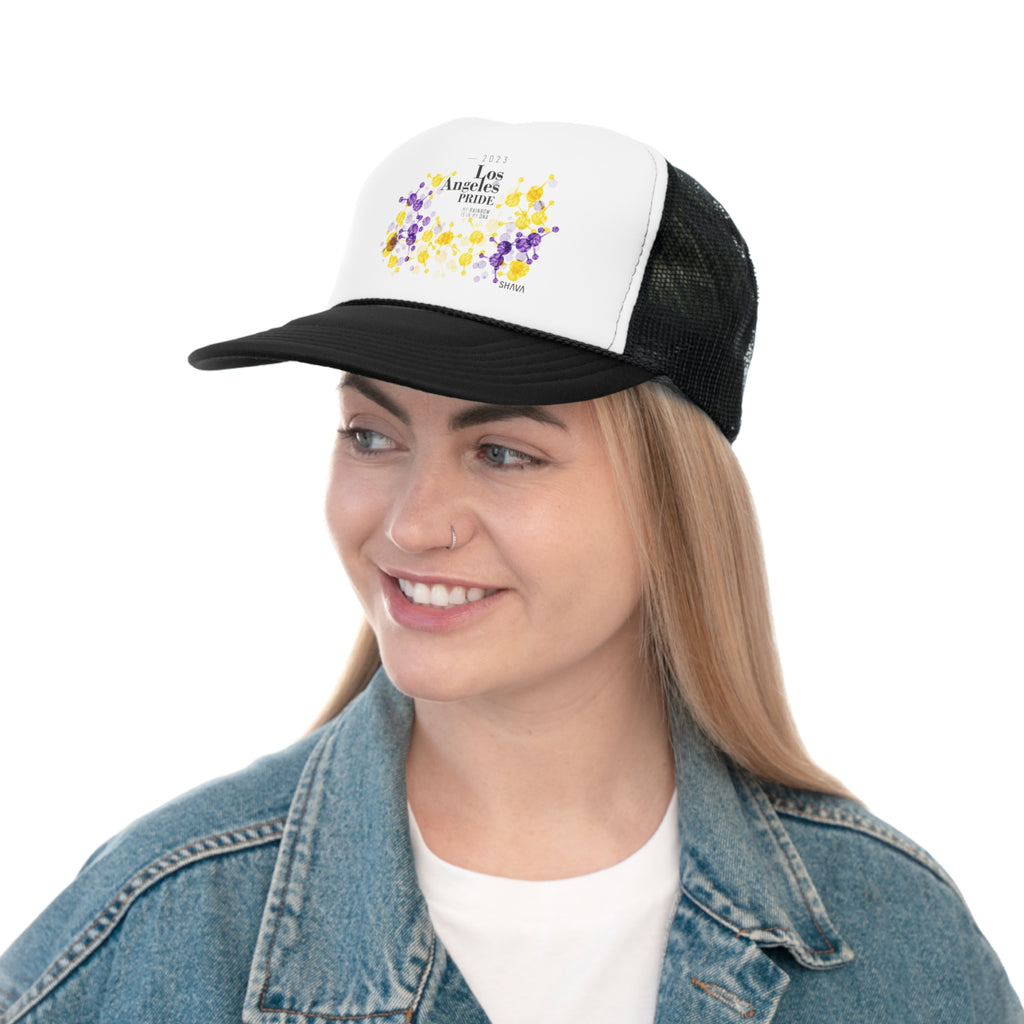 Intersex Flag Trucker Caps Los Angeles Pride - My Rainbow is In My DNA Printify