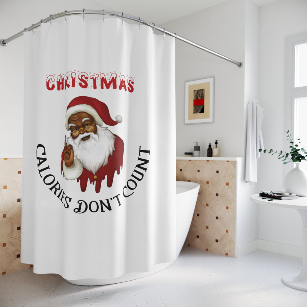 Christmas  Shower - Curtains - Christmas Calories Don't Count- Printify