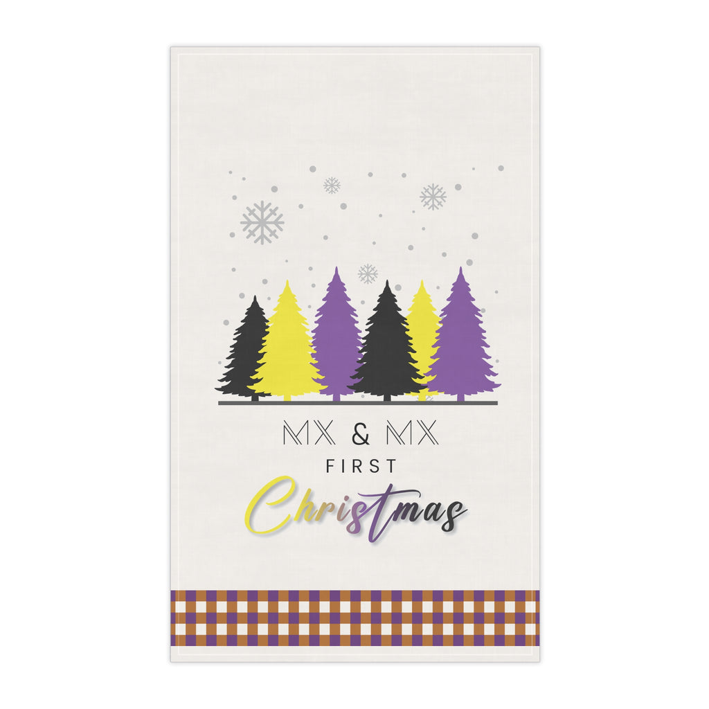 Christmas LGBTQ  Kitchen Towel - Nonbinary Mx and Mx Printify