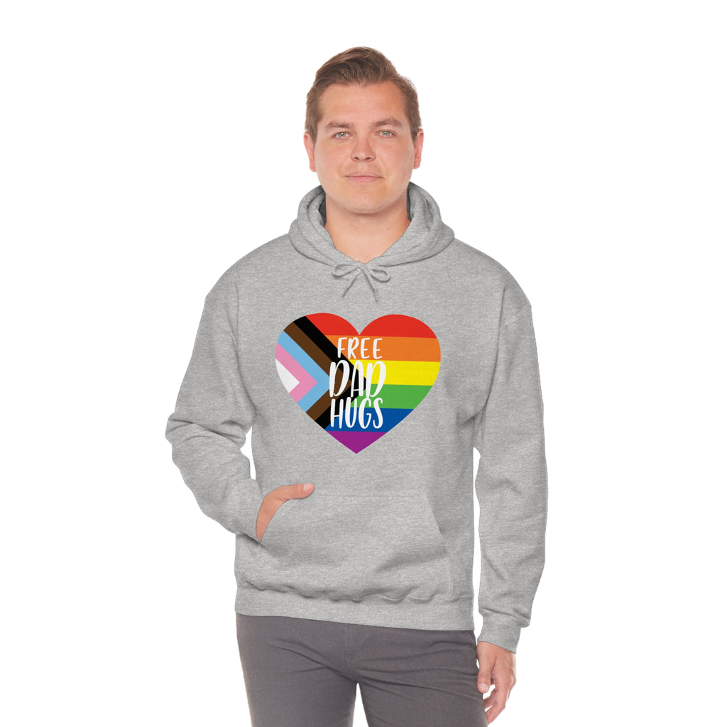SHAVA CO Progress Flag, Unisex Heavy Blend™ Hooded Sweatshirt - Free Dad Hugs Printify