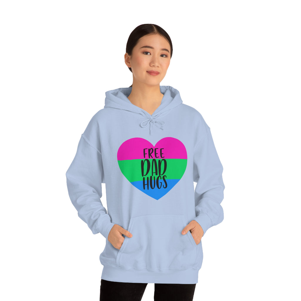 SHAVA CO Polysexual Flag, Unisex Heavy Blend™ Hooded Sweatshirt - Free Dad Hugs Printify