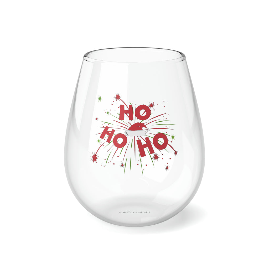 Christmas Stemless Wine Glass,HO HO HO Printify