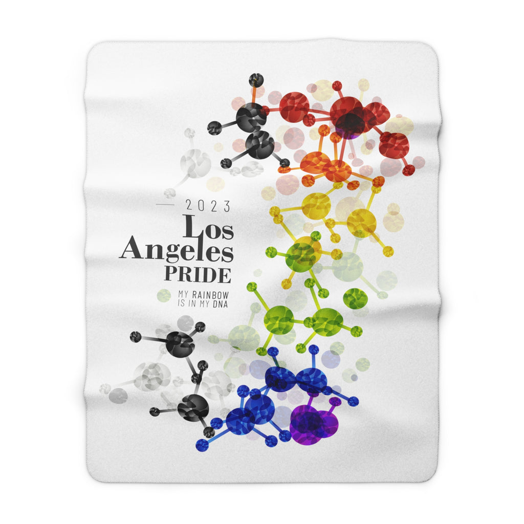 SHAVA CO Straight Ally Flag 2023 Pride, Los Angeles Sherpa Fleece Blanket - My Rainbow Is In My DNA Printify