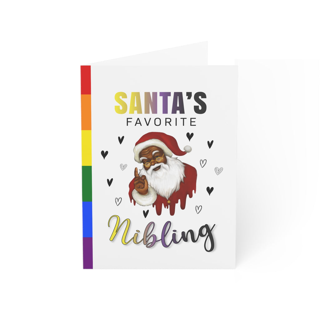 Merry Queermas Greeting Cards ' Santa's Favourite Nibbling Nonbinary Printify