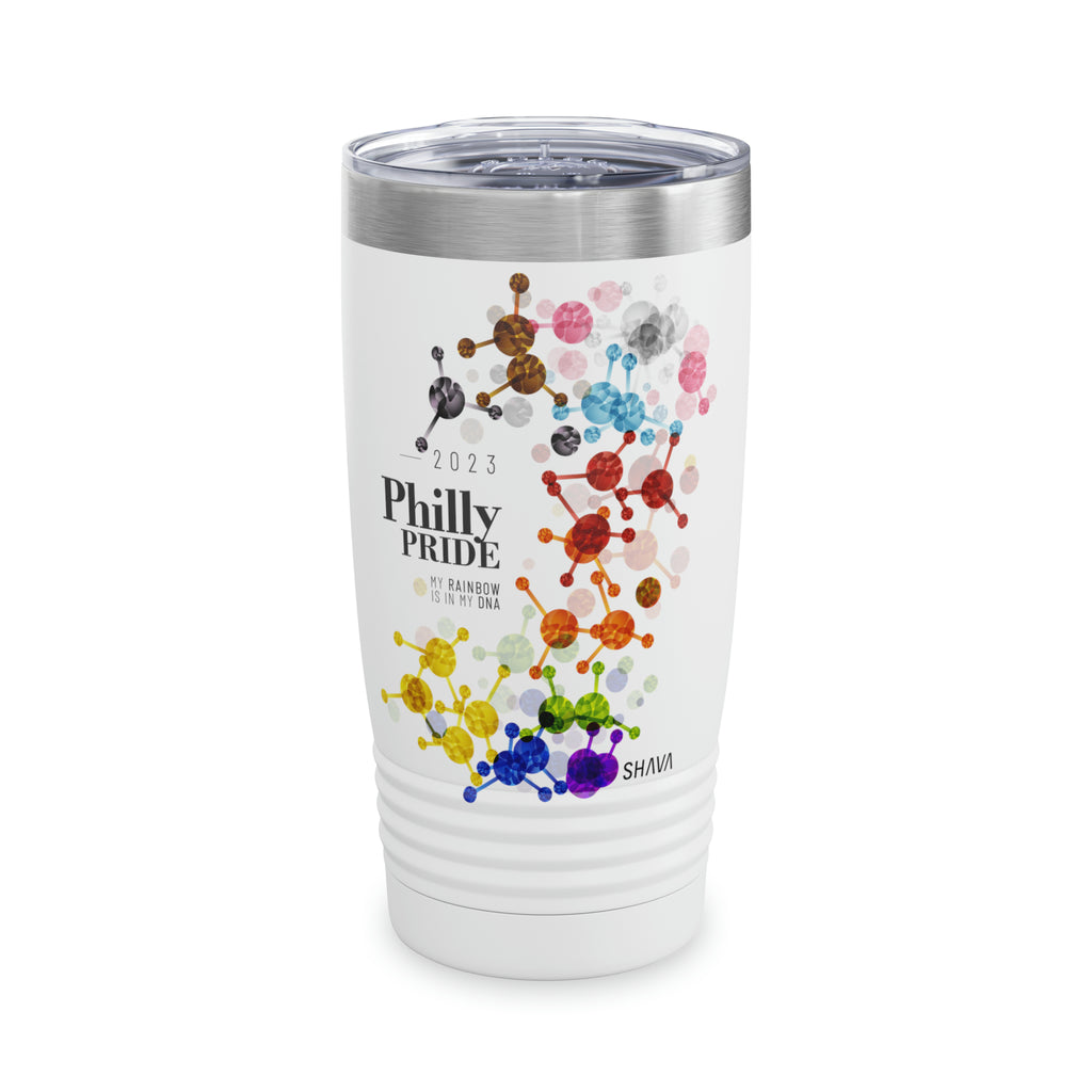 SHAVA CO Progress Flag 2023 Pride, Philly Ringneck Tumbler 20oz - My Rainbow Is In My DNA Printify