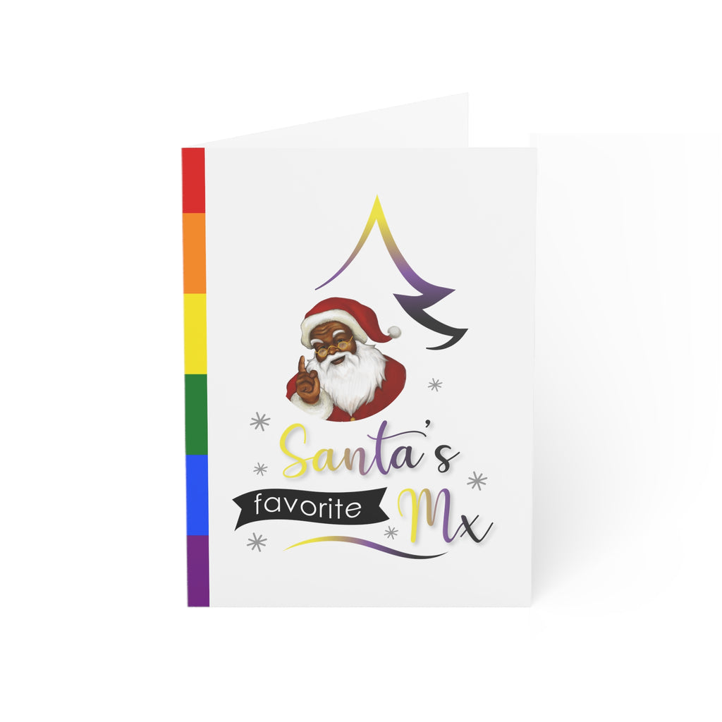 Merry Queermas Greeting Cards ' Santa's Favourite MX Nonbinary Printify