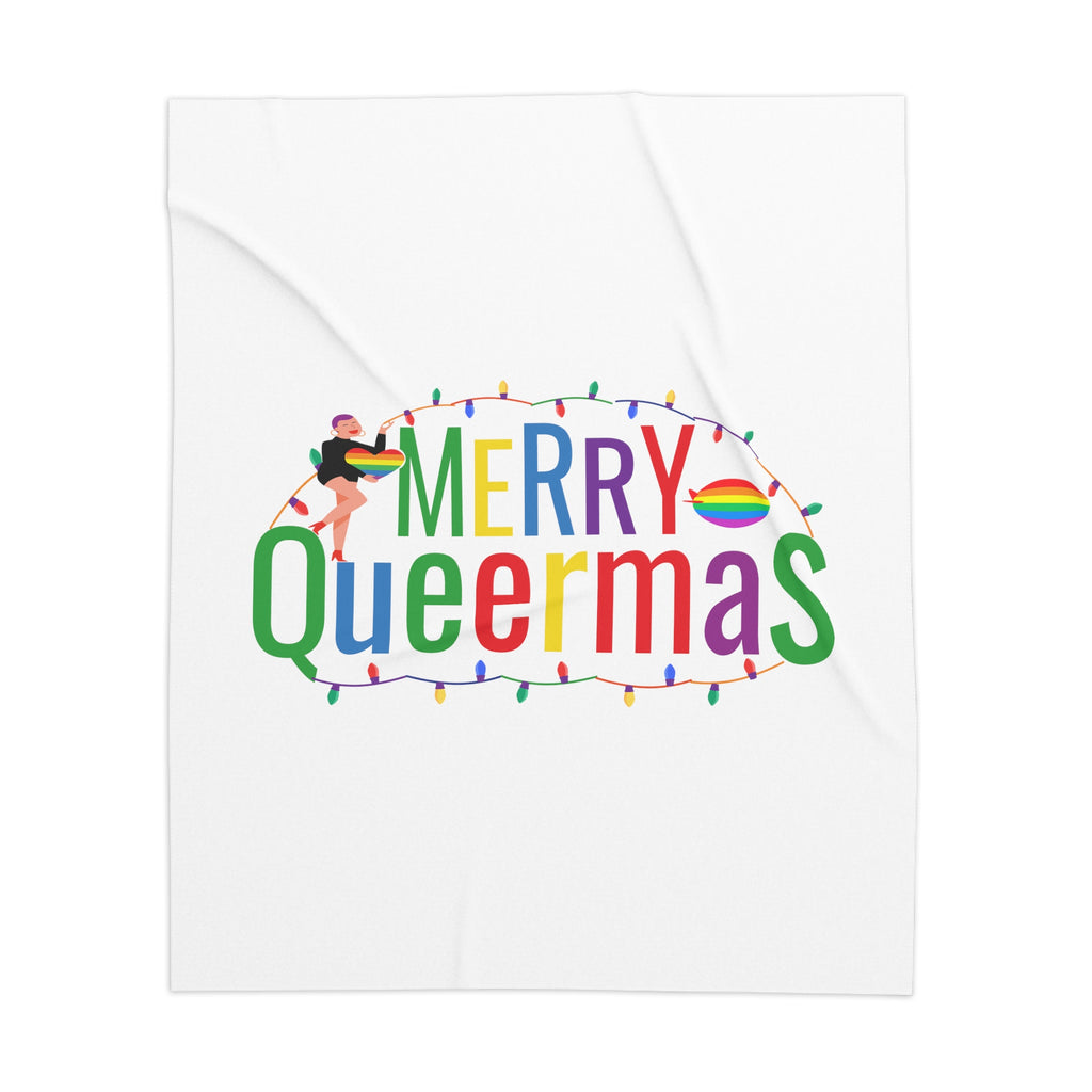 Christmas Lgbtq  Sherpa Blanket, Marry Queermas Printify