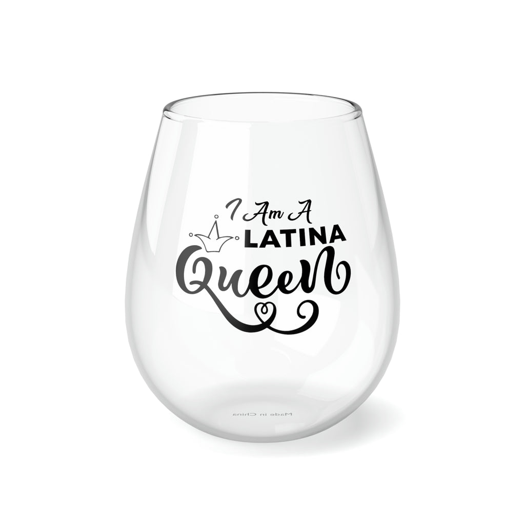 Christmas Stemless Wine Glass, I am A Latina Queen Printify