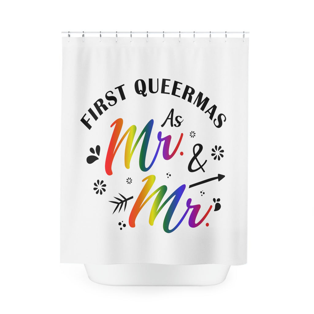 Christmas LGBTQ Shower - Curtains - First Queermas Printify