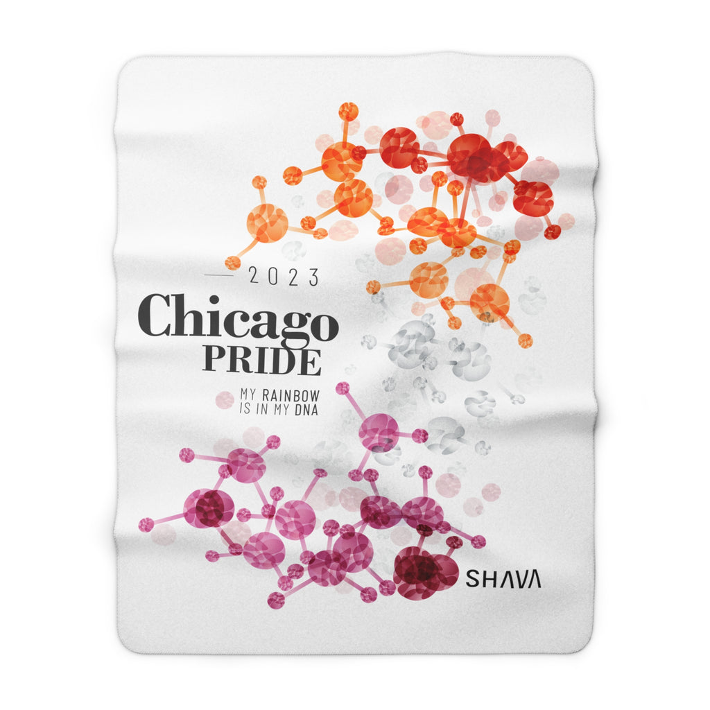 SHAVA CO Lesbian Flag 2023 Pride, Chicago Sherpa Fleece Blanket - My Rainbow Is In My DNA Printify