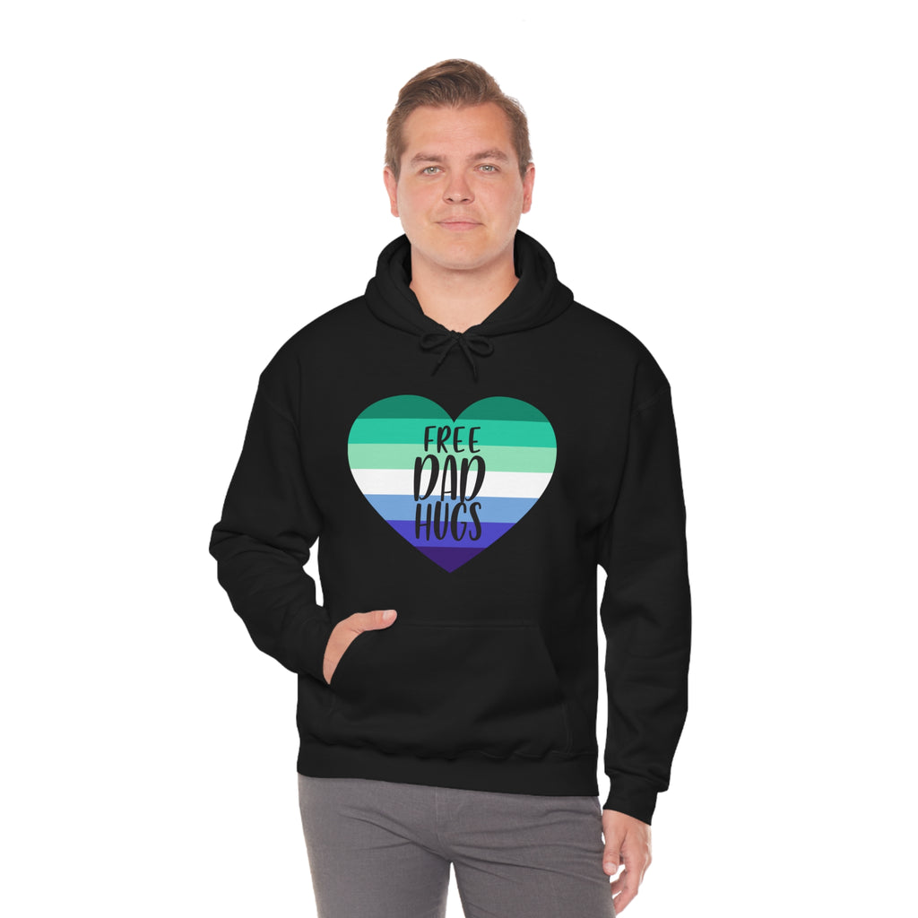 SHAVA CO Gay Flag, Unisex Heavy Blend™ Hooded Sweatshirt - Free Dad Hugs Printify