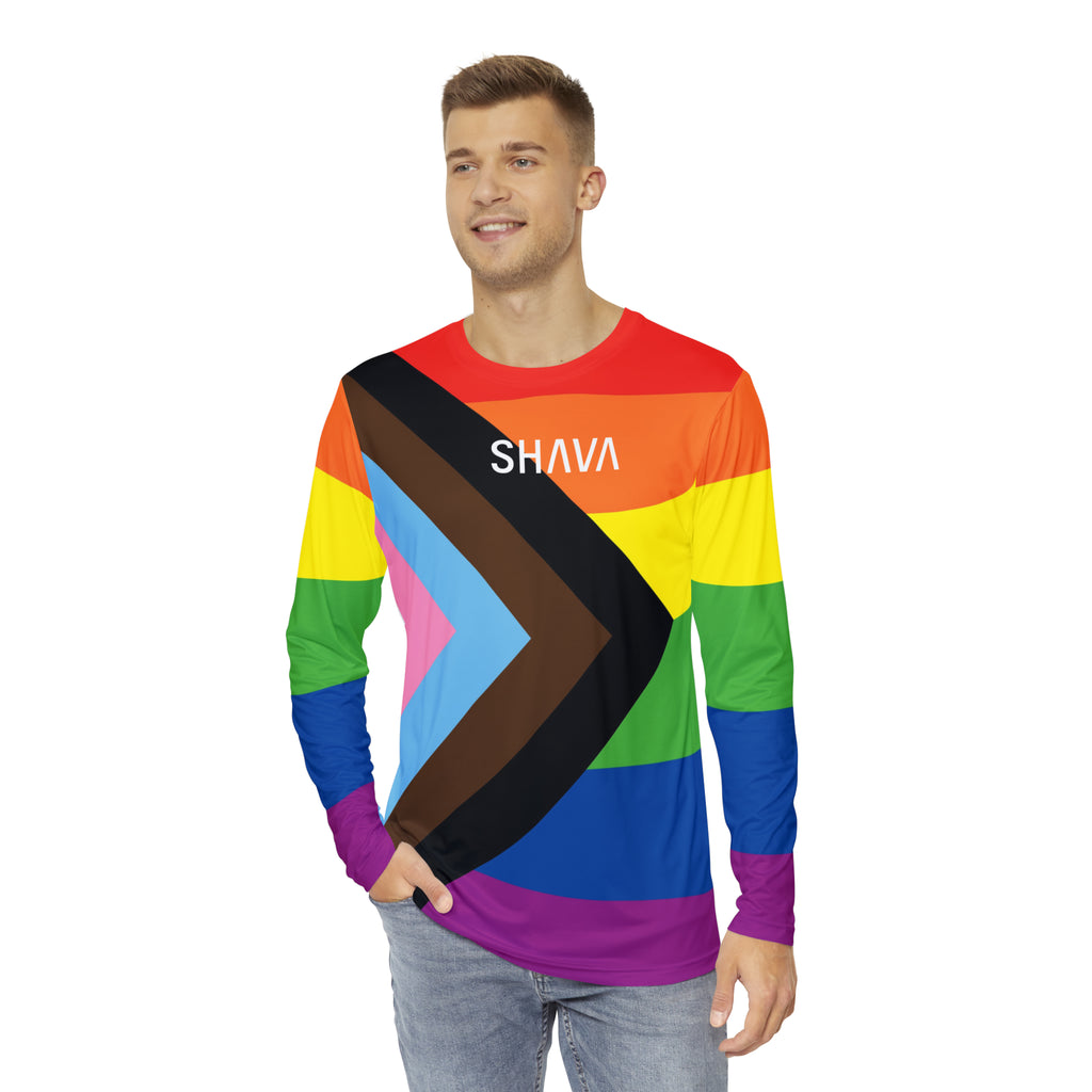 SHAVA CO Progress Flag Long Sleeve Shirt Unisex Size Printify