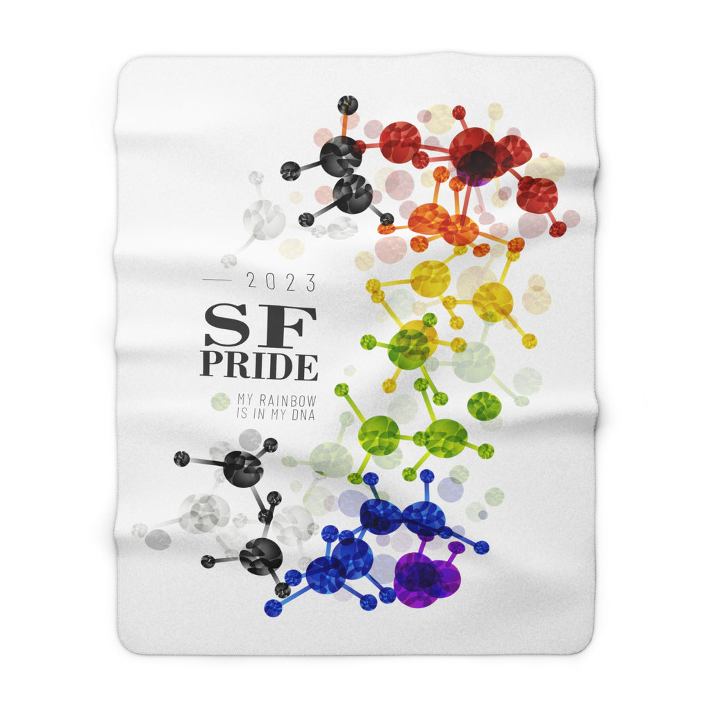 SHAVA CO Straight Ally Flag 2023 Pride, San Francisco Sherpa Fleece Blanket - My Rainbow Is In My DNA Printify