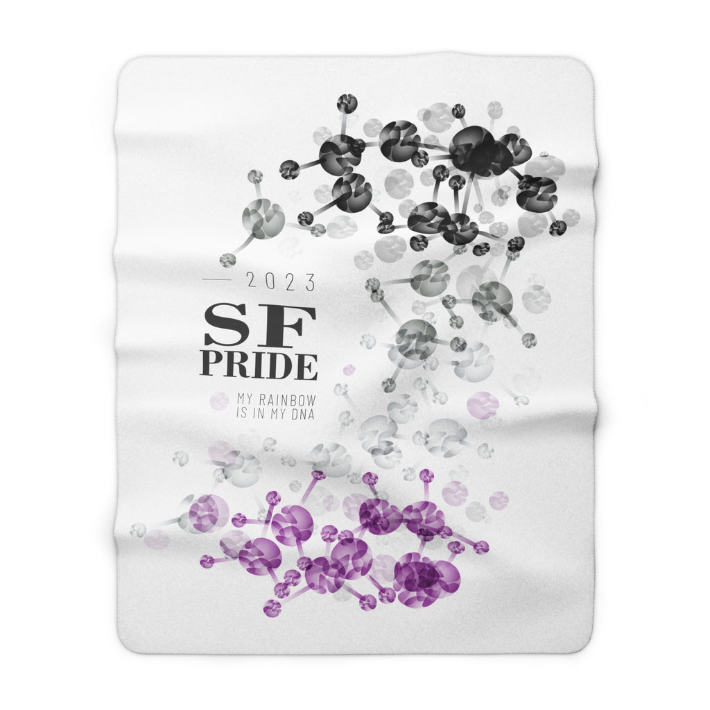 SHAVA CO Asexual Flag 2023 Pride, San Francisco Sherpa Fleece Blanket - My Rainbow Is In My DNA Printify