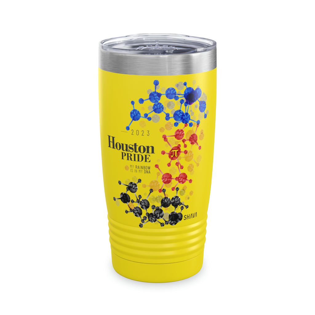 SHAVA CO Polyamory Flag 2023 Pride, Houston Ringneck Tumbler 20oz - My Rainbow Is In My DNA Printify