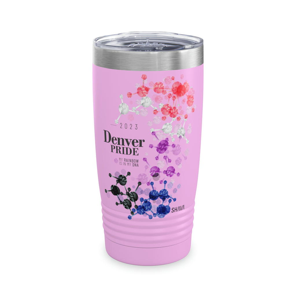 SHAVA CO Genderfluid Flag 2023 Pride, Denver Ringneck Tumbler 20oz - My Rainbow Is In My DNA Printify