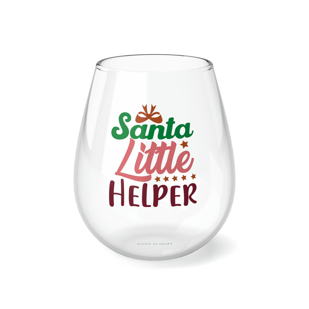 Christmas Stemless Wine Glass, Santa Little Helper Printify