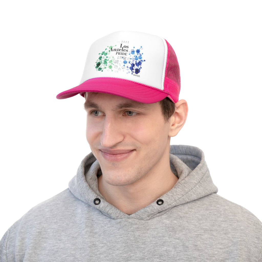 Gay Flag Trucker Caps Los Angeles Pride - My Rainbow is In My DNA Printify