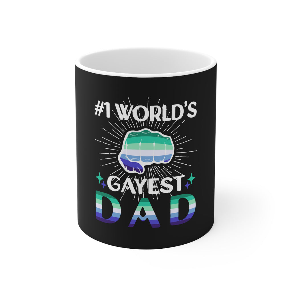 Gay Pride Flag Ceramic Mug - #1 World's Gayest Dad Printify