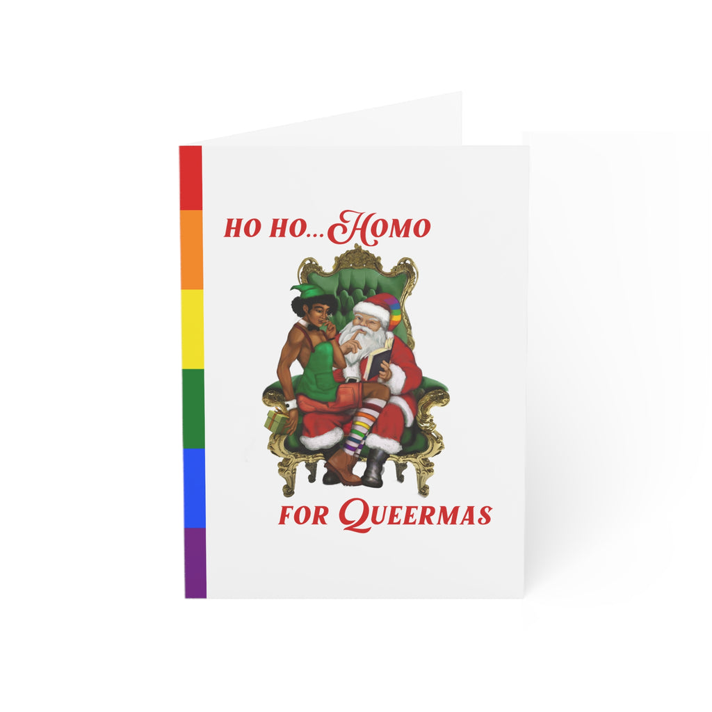 Merry Queermas Greeting Cards '  Ho Ho Homo For Queermas(Black) SHAVA CO