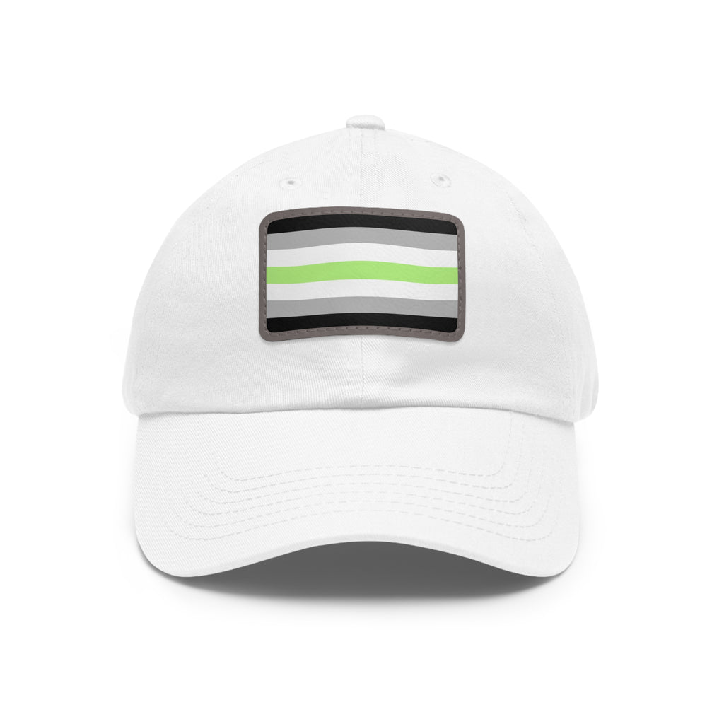 SHAVA CO Agender Flag Dad Hat with Leather Patch (Rectangle) Printify